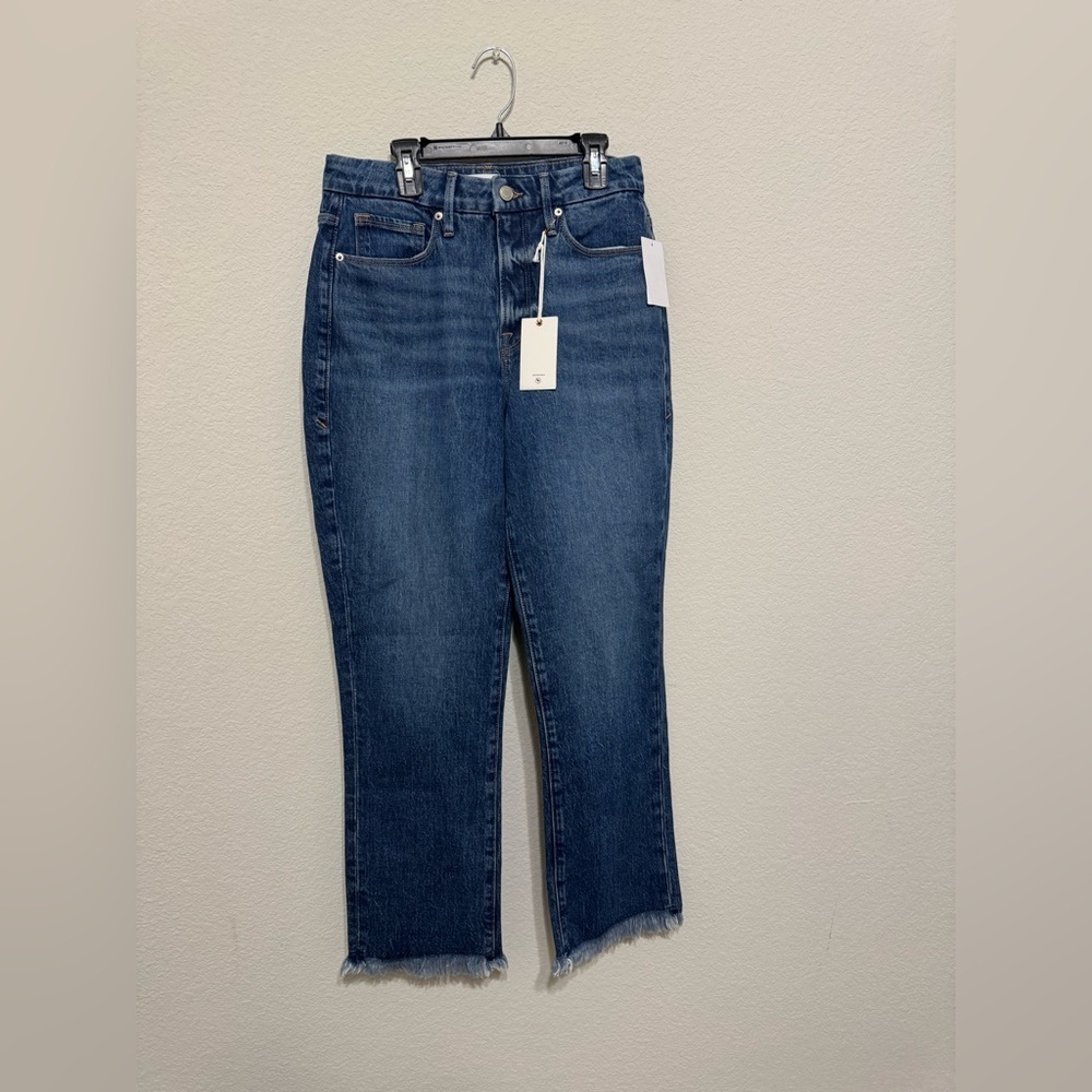 Good American good boy, fray jeans